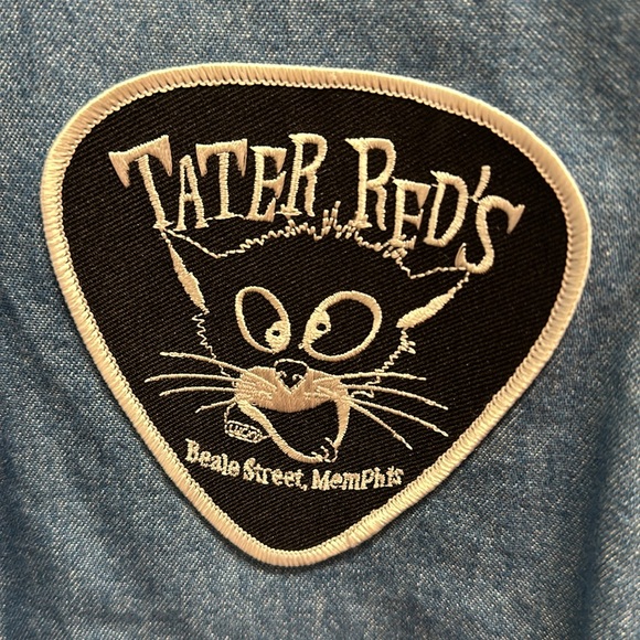 Tater Red's Lucky Mojos & Voodoo Denim Shirt with Patches - XL - Picture 10 of 11